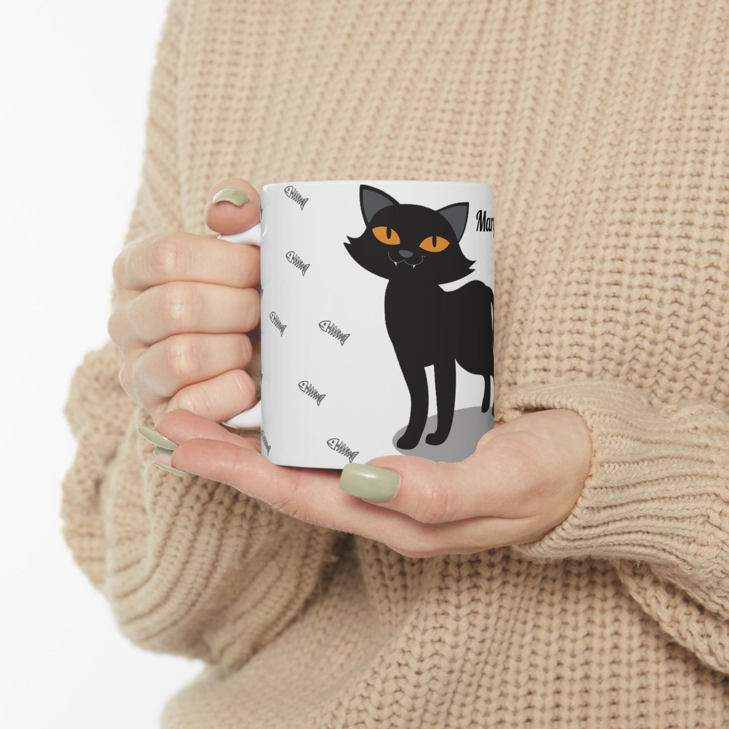 Black Cat-Ceramic Mug, (11oz)