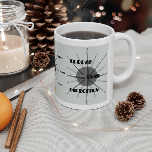 Compass-Ceramic Coffee Cups, 11oz